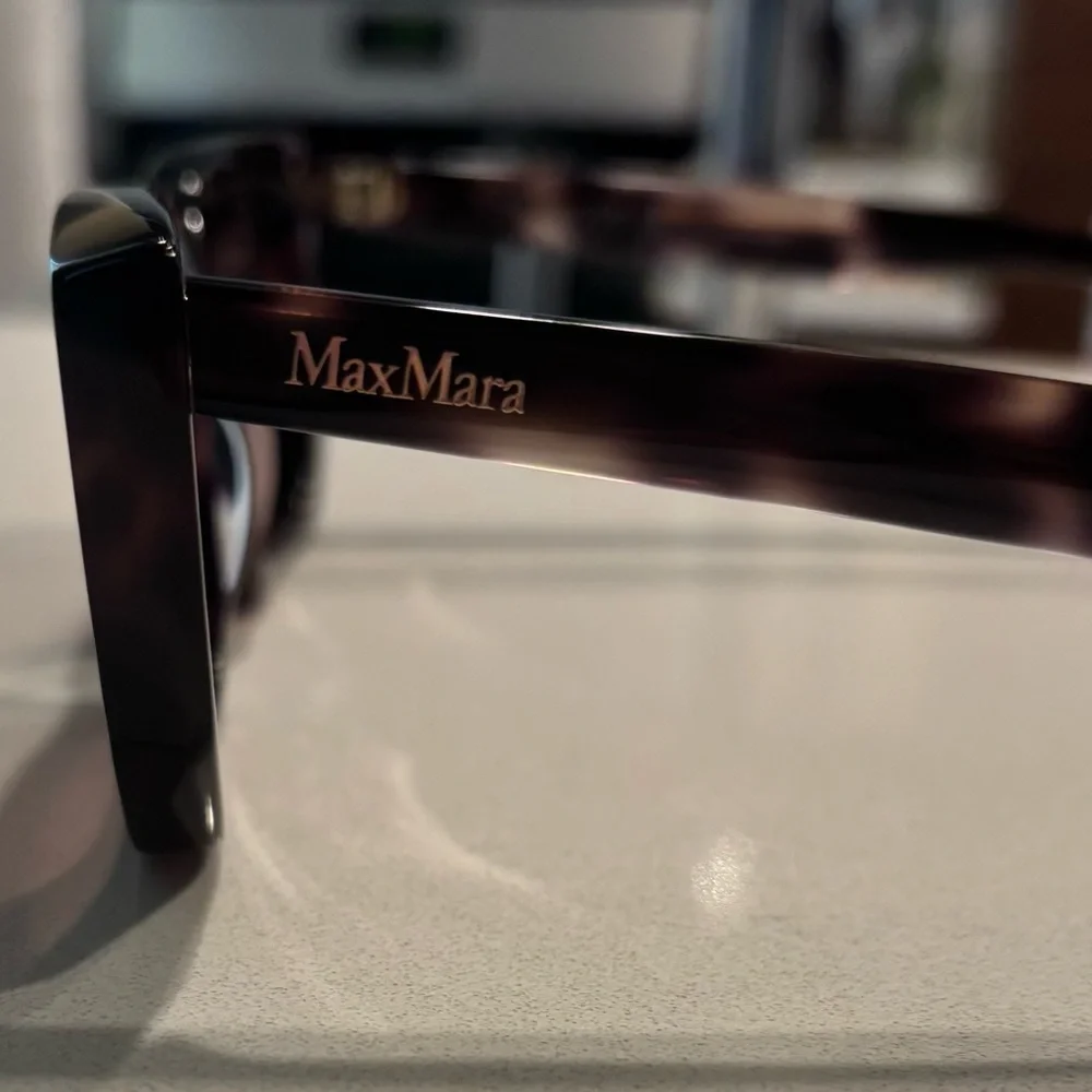 MaxMara Brown Tortoiseshell Rectangular Women's Sunglasses